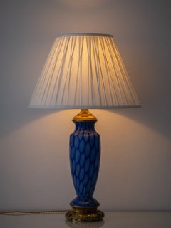Bohemian Blue Art Glass Table Lamp, Czechoslovakia, circa 1920s