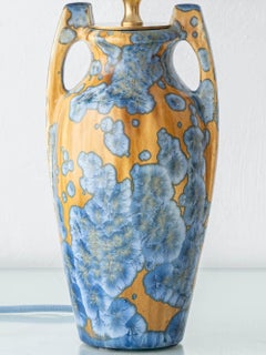 Pierrefonds French Art Deco Stoneware Table Lamp, 1920s, Crystalline Glaze