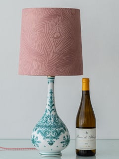 Vintage Royal Delft Ceramic Table Lamp, Rare Teal Delvert Glaze, New Lampshade