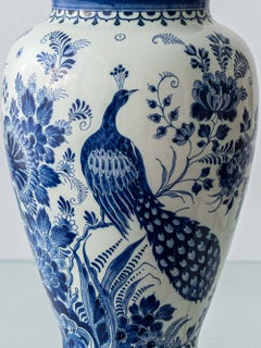 Lampada da tavolo vintage blu e bianca, dipinta a mano in stile Delft, Ram Arnhem, paralume nuovo