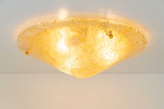 Deckenleuchte aus Muranoglas und Messing zur bündigen Montage, Gold und klares Glas, 20 Zoll