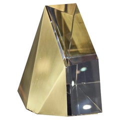 Serre-livres en cristal et laiton - Décor artistique à multiples facettes pour bibliothèques