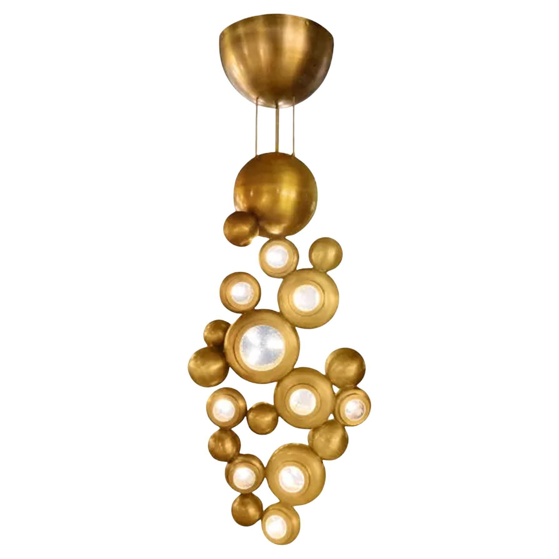 Colección Bubble Araña moderna de latón y cristal para salón de lujo en venta