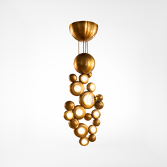 Brass and Glass Bubble Chandelier, Art Deco Style Statement Lighting