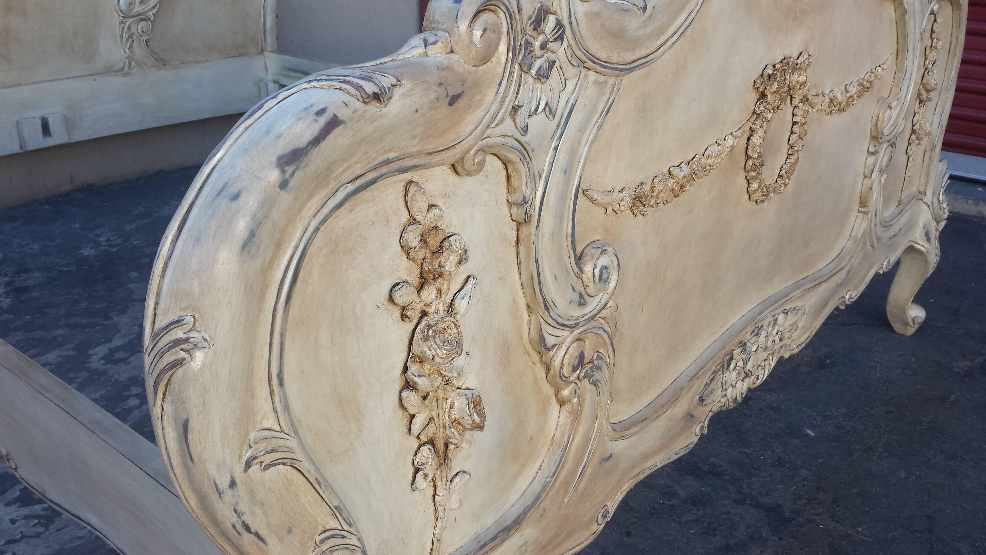 French Bed, French Louis XV Style Bed Queen-Size  1