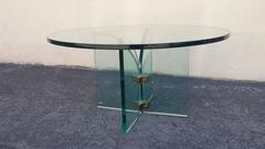 Coffee Table, Mid-Century Modern Style Round Glass Coffee or Cocktail Table