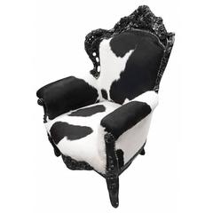 Französischer Sessel, französischer Sessel im Stil Louis XV Bergere aus Kuhfell