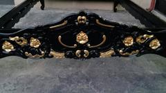 French Bed, Louis XV Baroque Style Bed in Black Gold Leaf, Full-Size