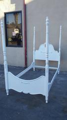Poster Bed, French Provincial Farmhouse Style White Bed Twin Size