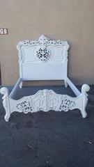 French Bed, Louis XV Style Carved White Frame, Full-Size