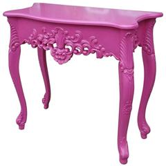 Console Table Carved Hot Pink in French Baroque Louis XV Style