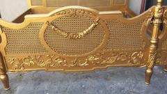 French Gold Cane Bed King-Size in the Louis XV Provincial Style