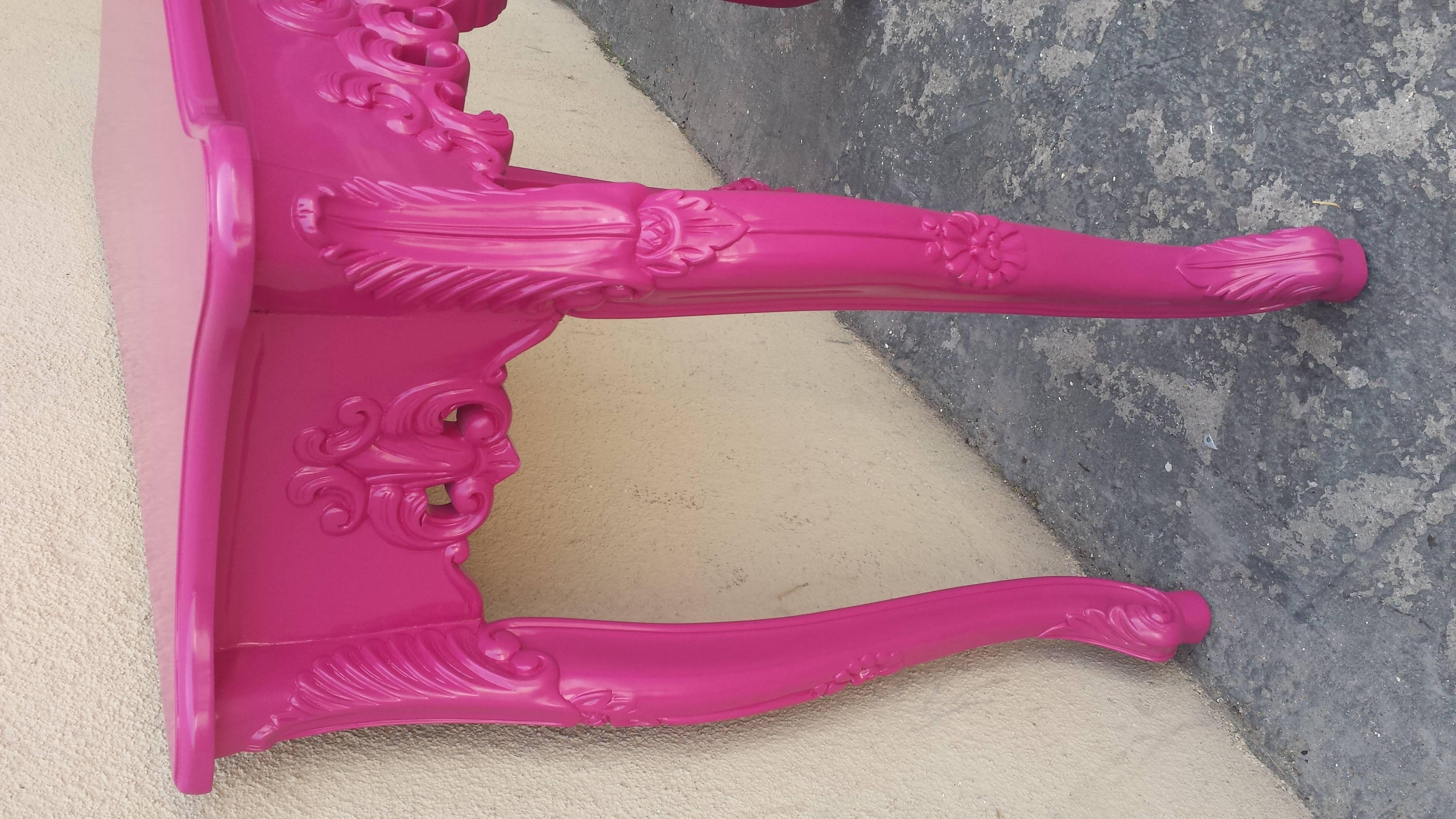 20th Century French Console Table Hot Pink in Louis XV Baroque Style For Sale