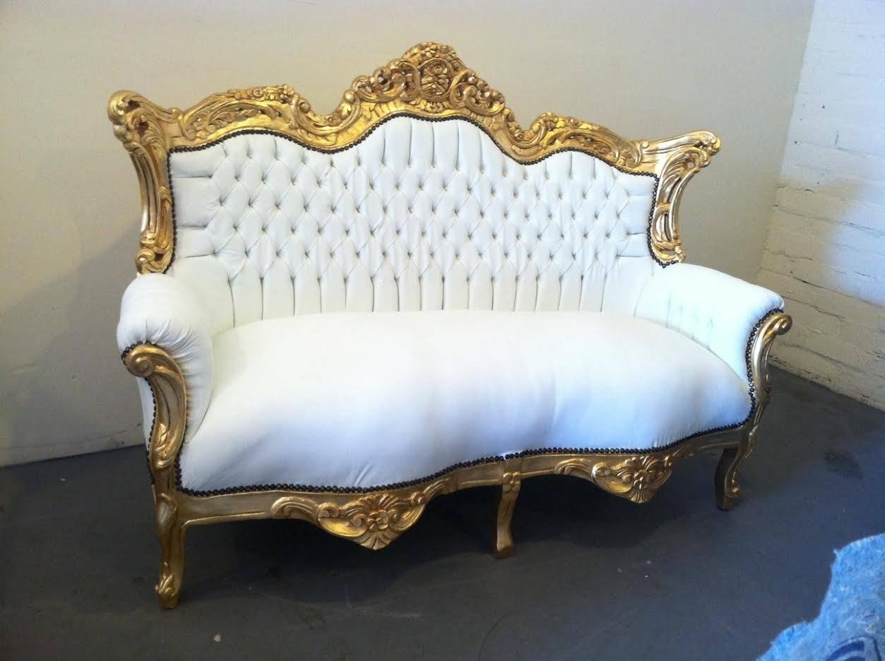 Faux Leather French Rococo Louis XV Style Sofa For Sale