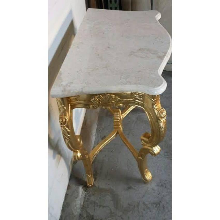 Louis XV French Rococo XV Marble-Top Console Table For Sale