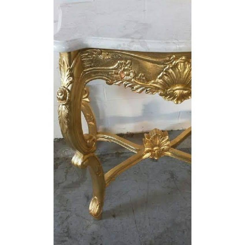 French Rococo XV Marble-Top Console Table In Excellent Condition For Sale In Glendale, CA