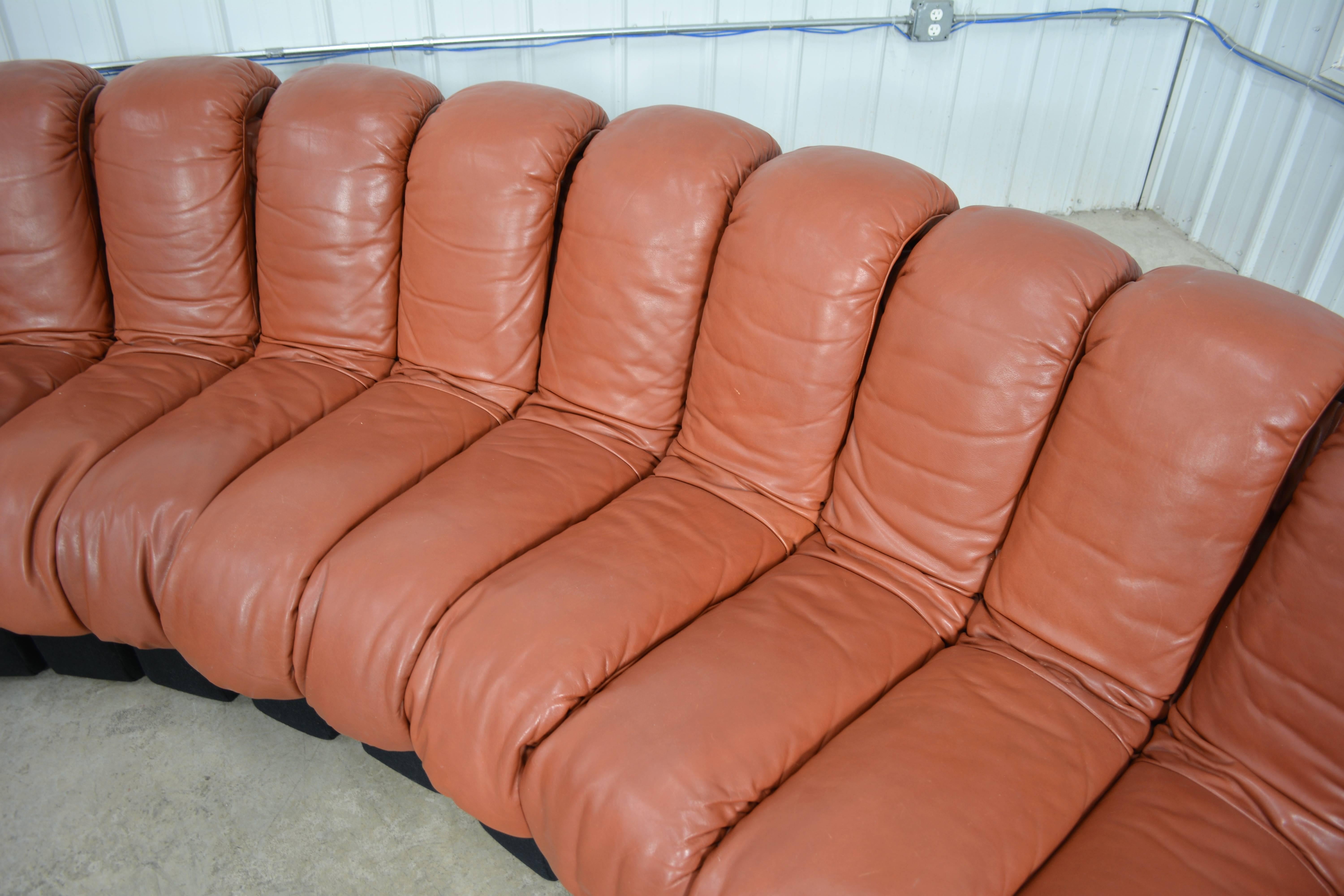 De Sede Ds600 Non-Stop Modular Sectional Sofa in Cognac Leather For Sale 1