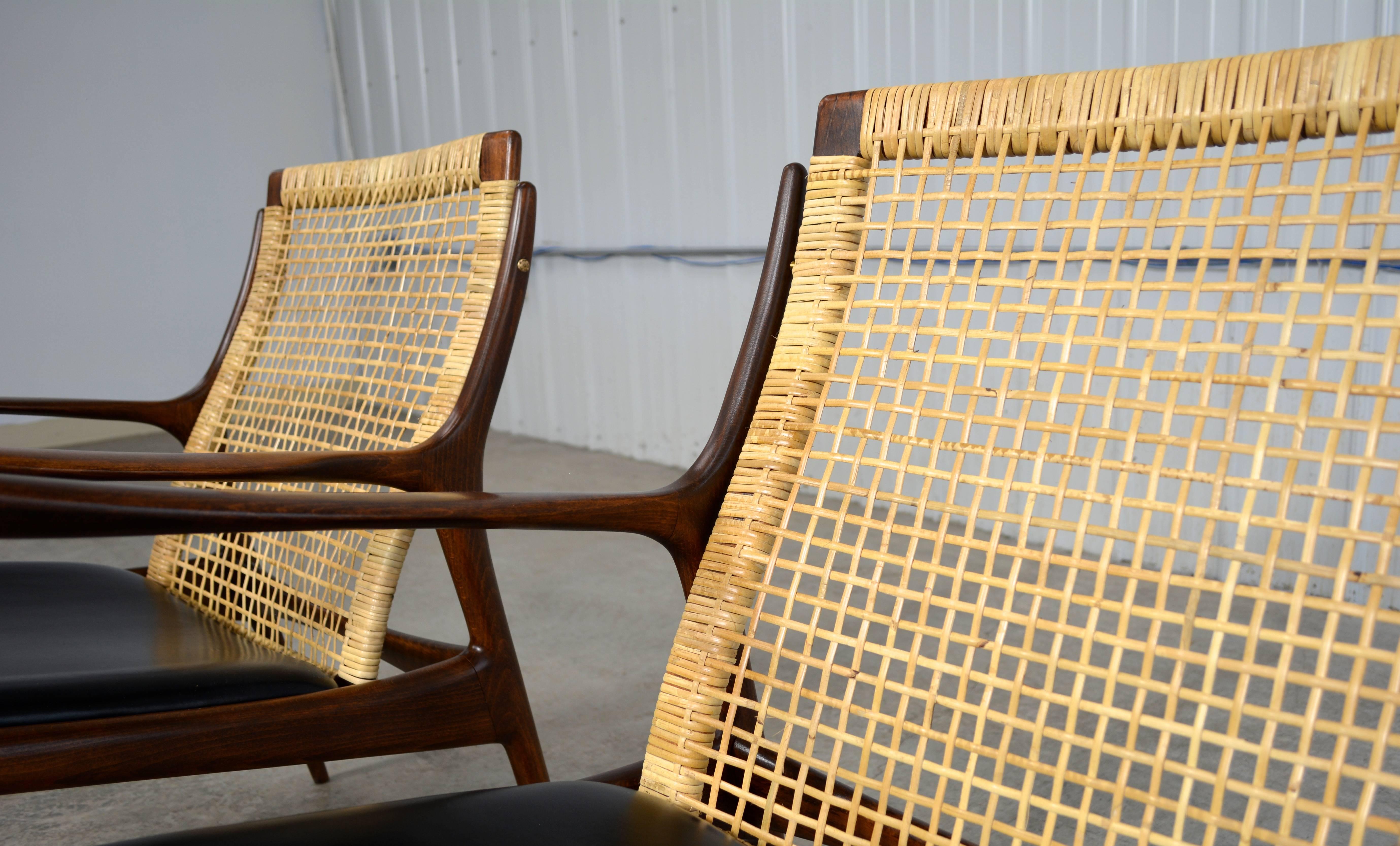 Brass Ib Kofod-Larsen Pair of Caned Back Chairs For Sale
