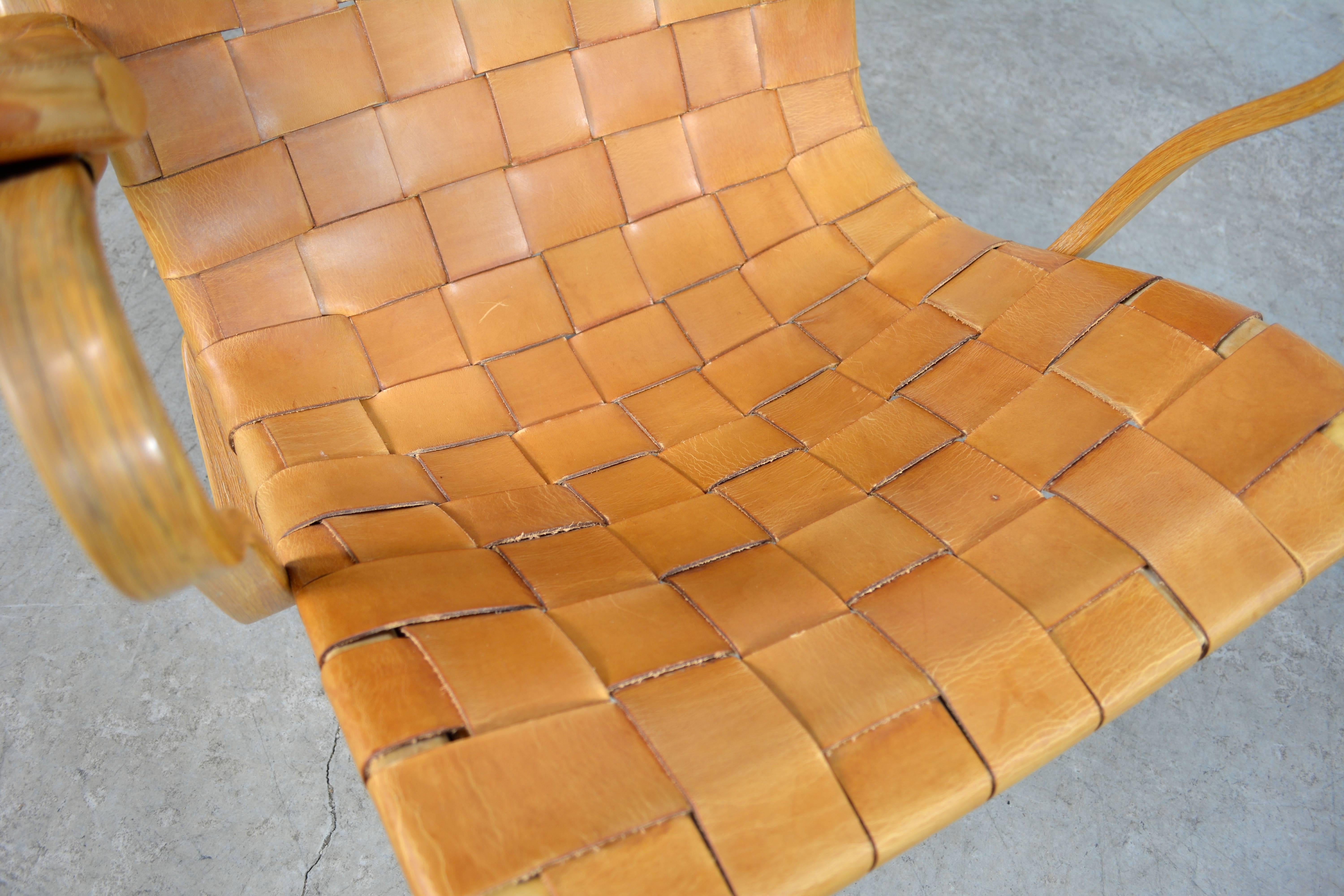 Birch Bruno Mathsson Pernilla Woven Leather Chair
