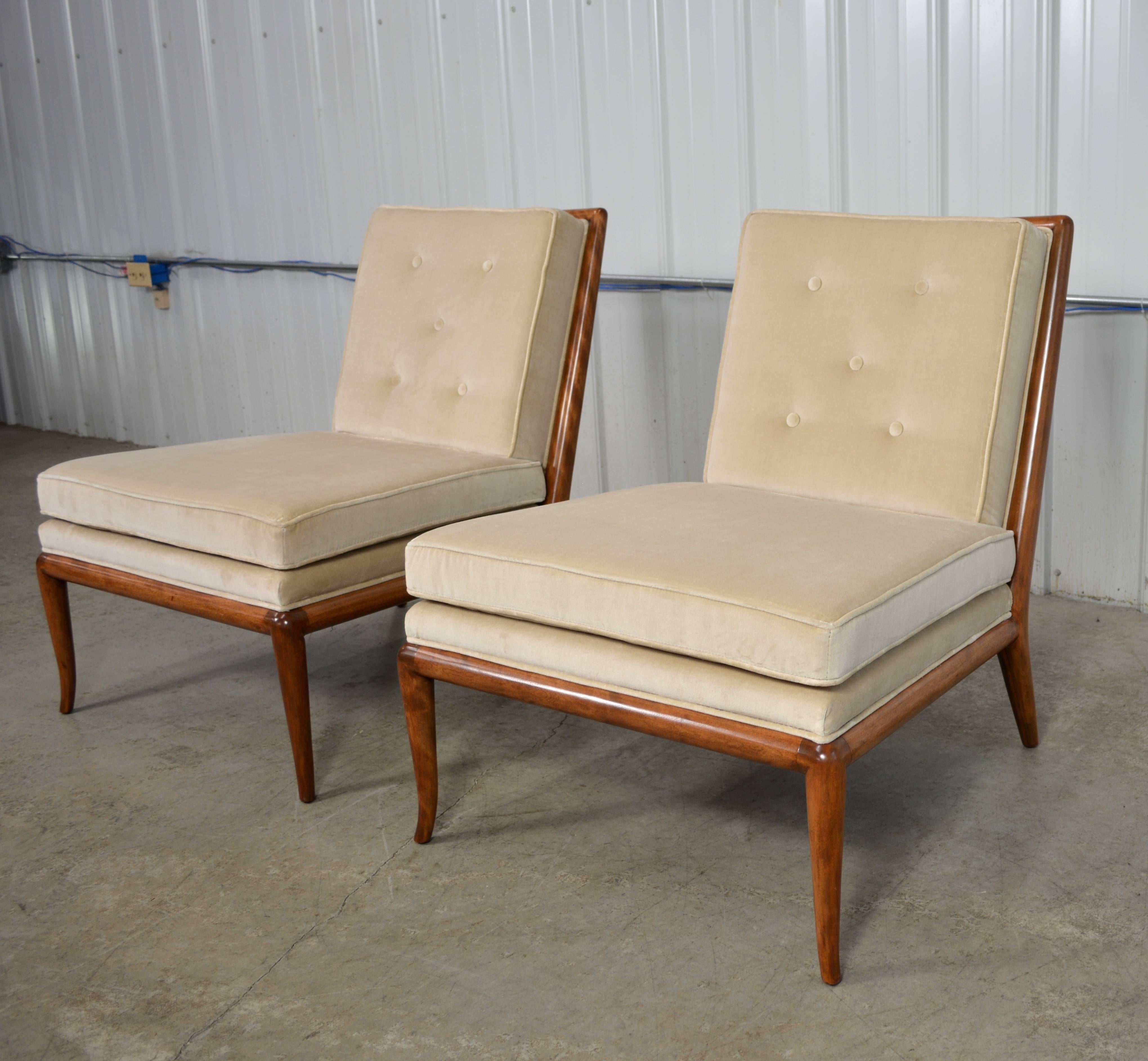 T.H. Robsjohn-Gibbings Pair of Slipper Chairs In Excellent Condition In Loves Park, IL
