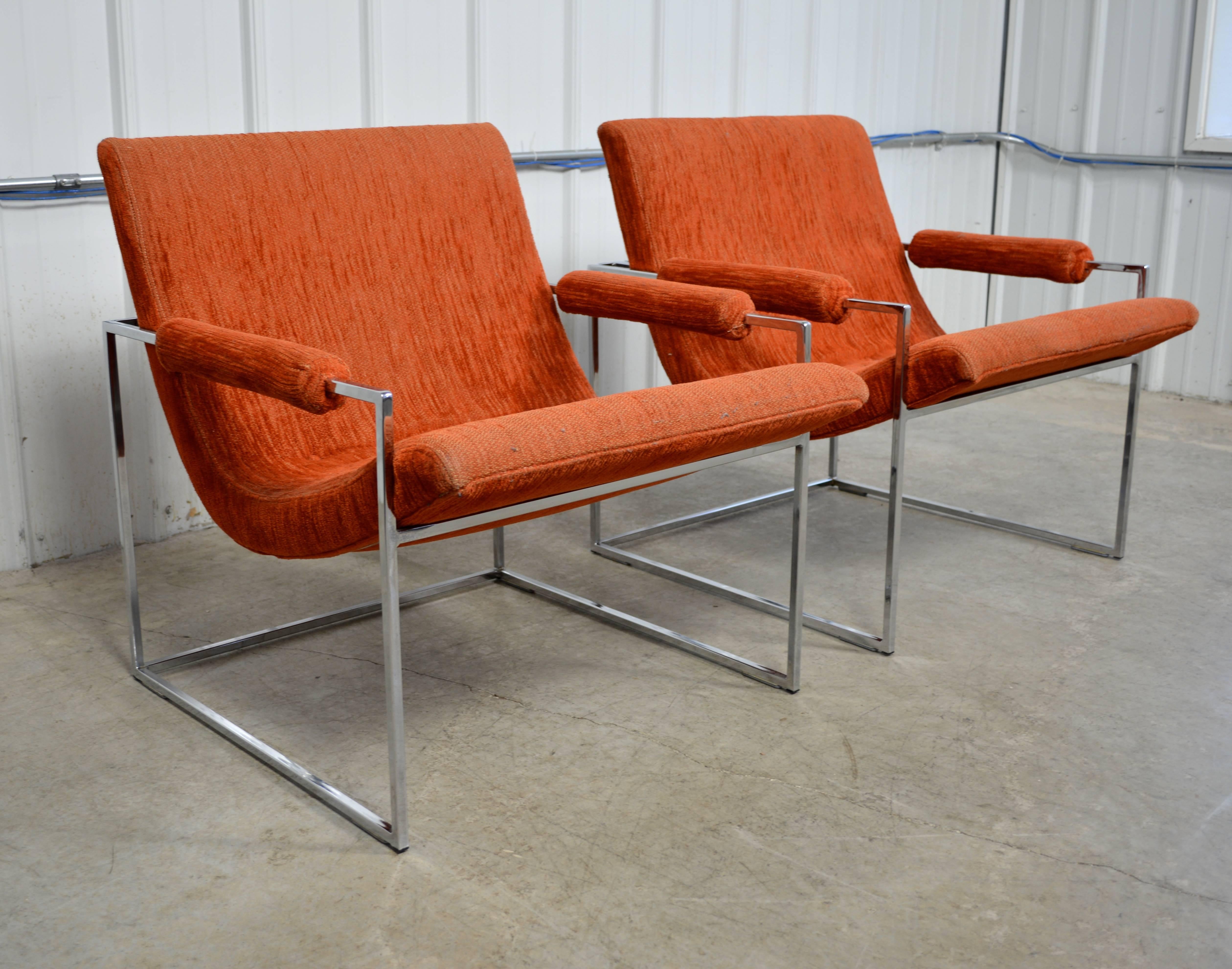 milo baughman chrome chairs