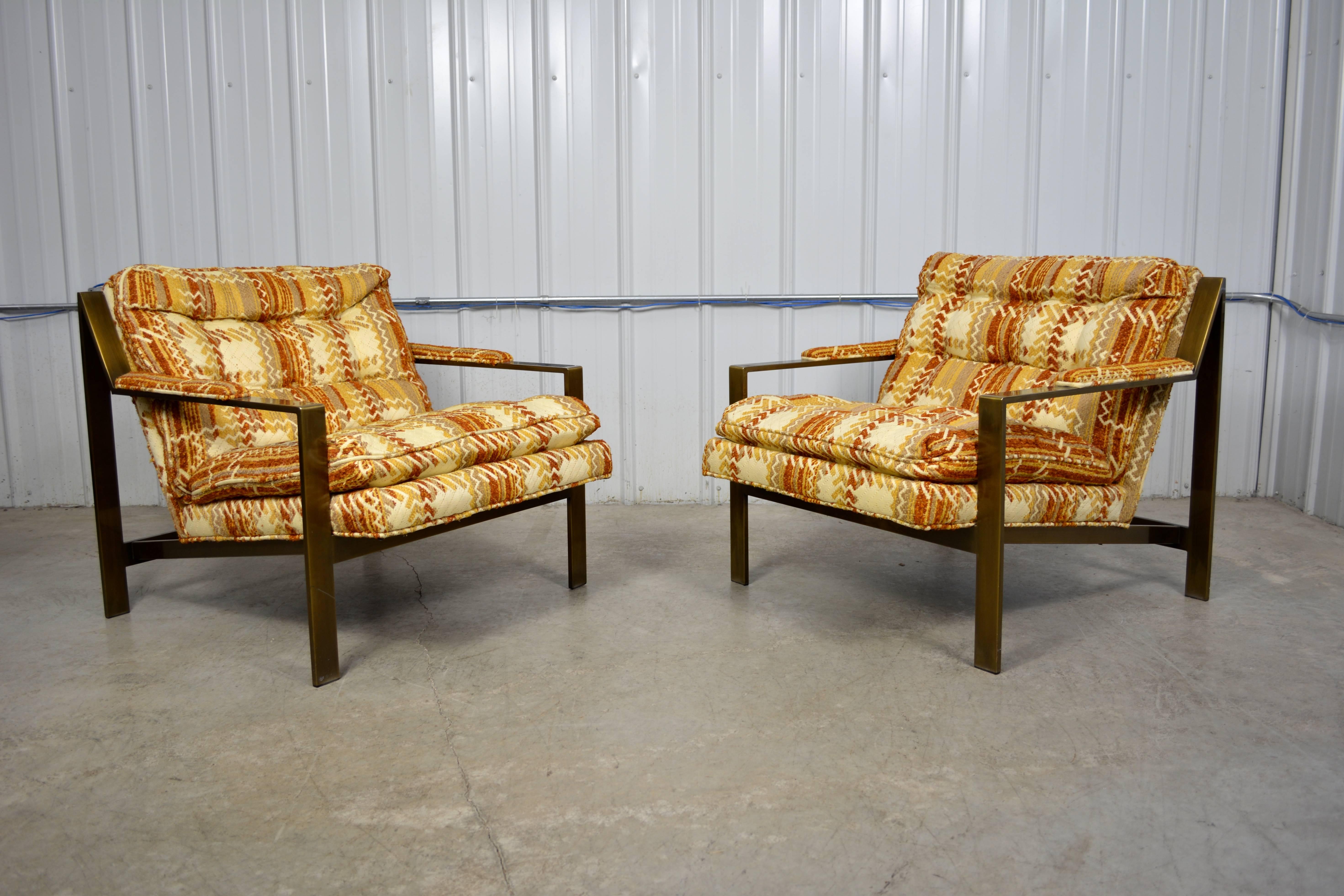 All original bronze frame lounge chairs by Cy Mann.