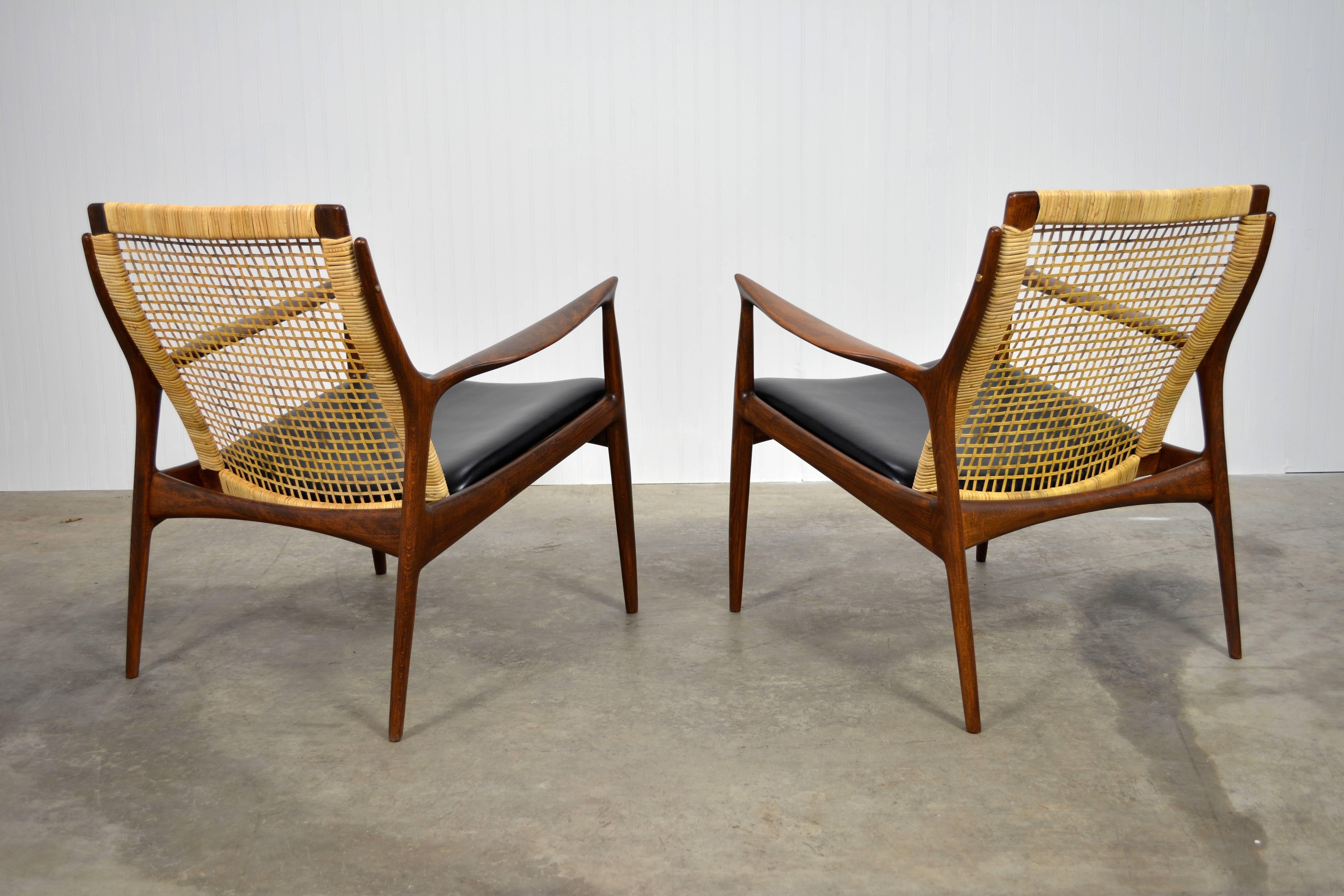 Danish Ib Kofod-Larsen Pair of Caned Back Chairs For Sale