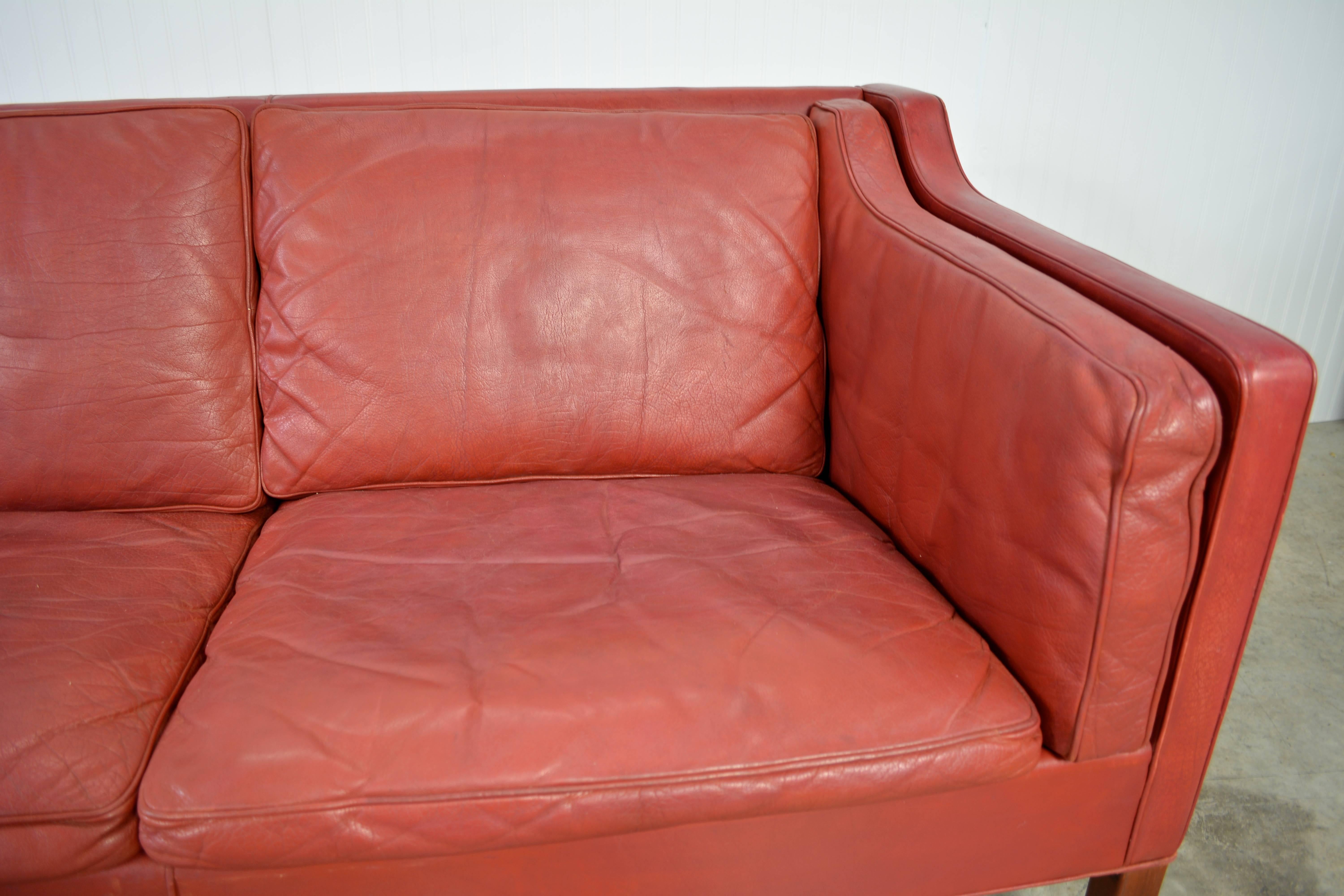 Danish Borge Mogensen Leather Sofa