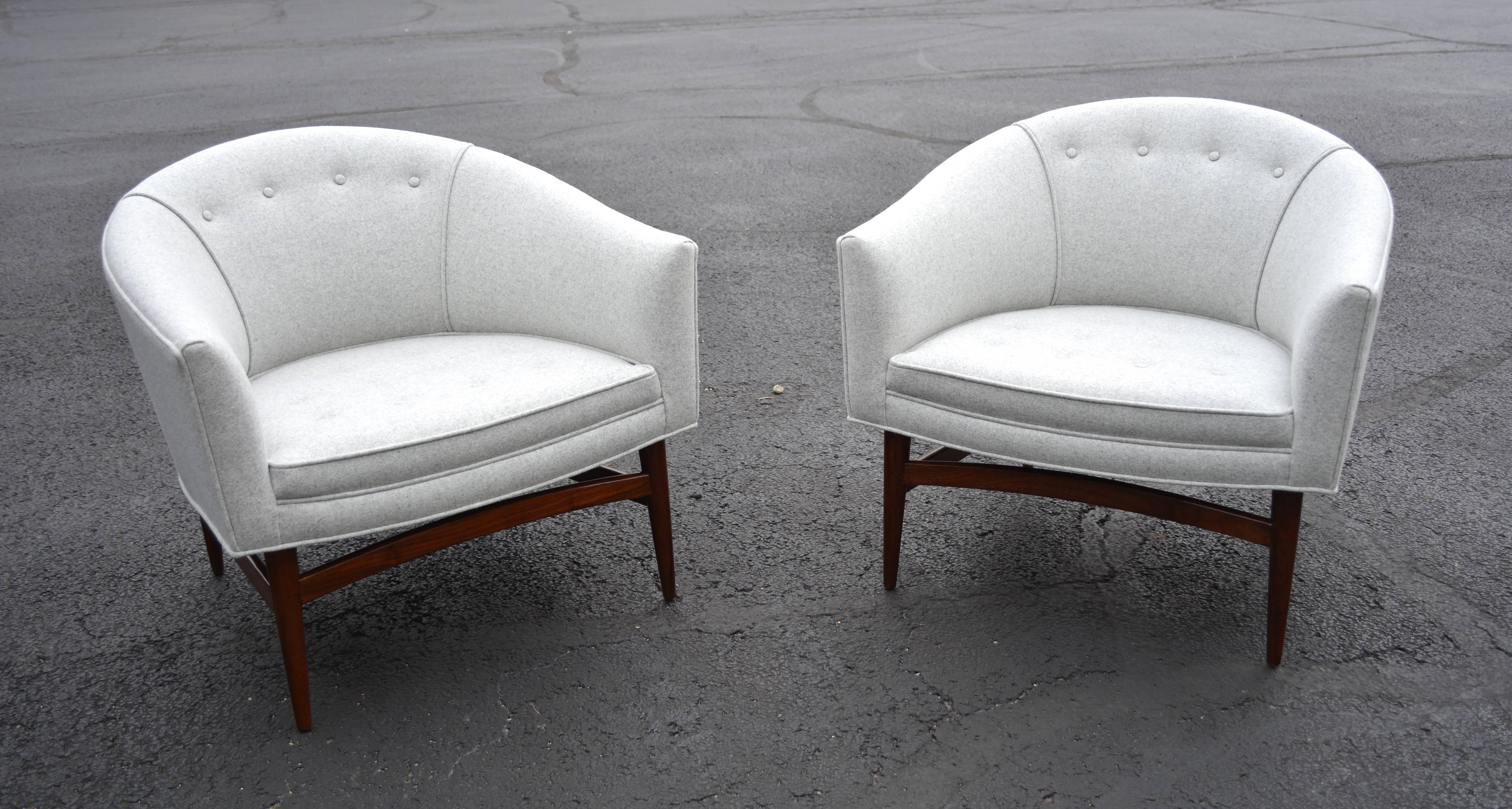 American Pair of Lawrence Peabody Mid-Century Modern Lounge Chairs