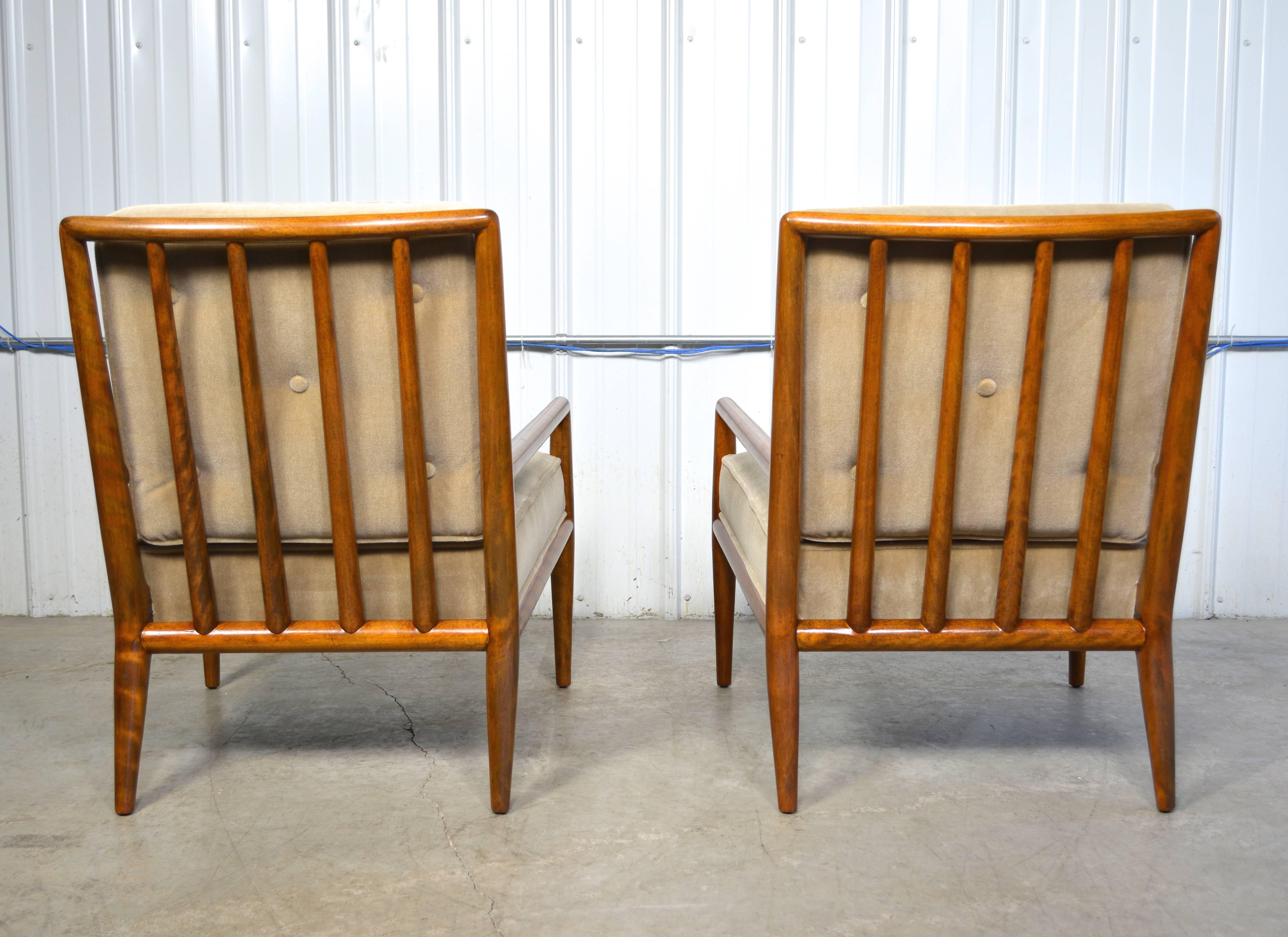 Mohair T.H. Robsjohn-Gibbings Pair of Lounge Chairs