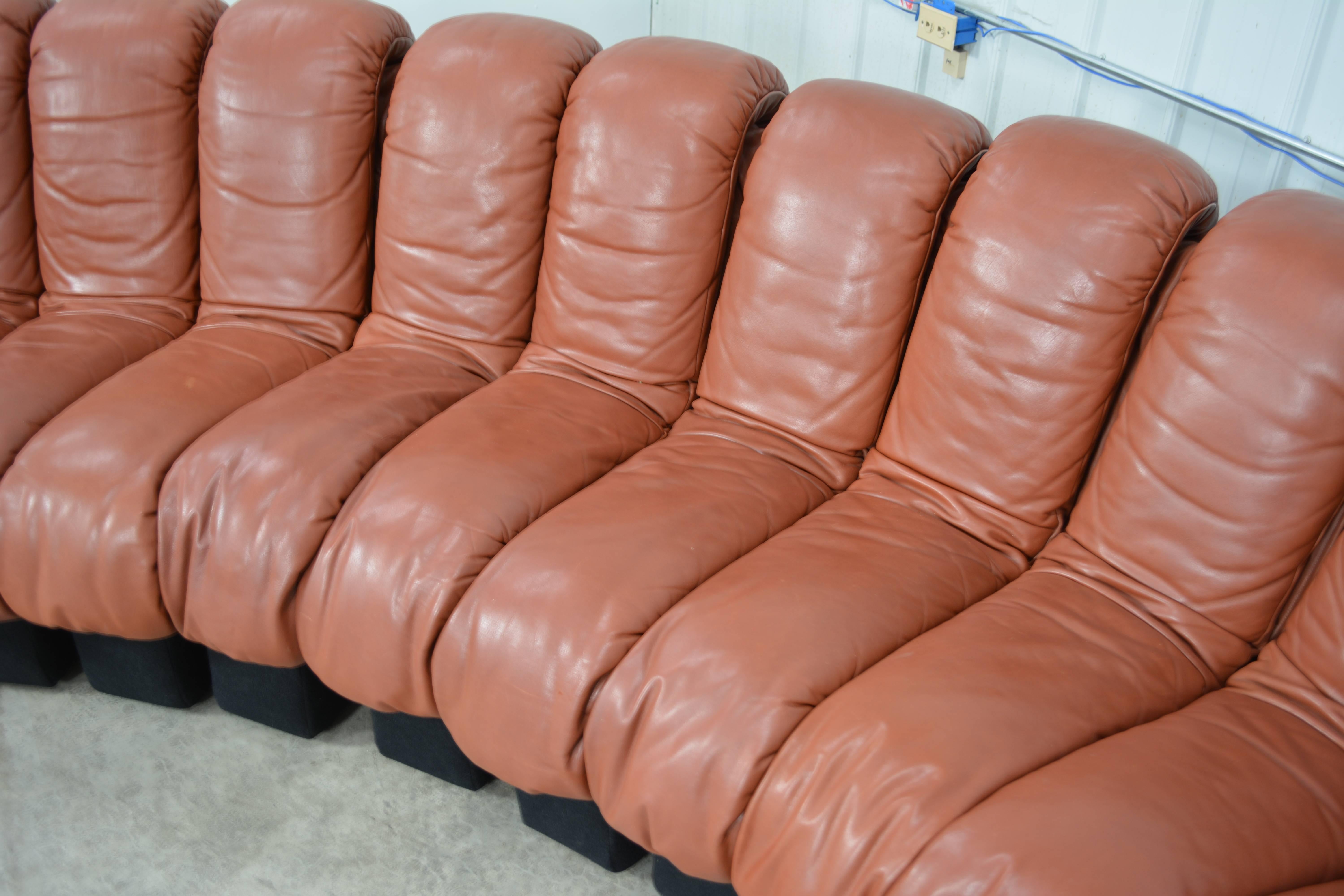 Late 20th Century De Sede Ds600 Non-Stop Modular Sectional Sofa in Cognac Leather For Sale