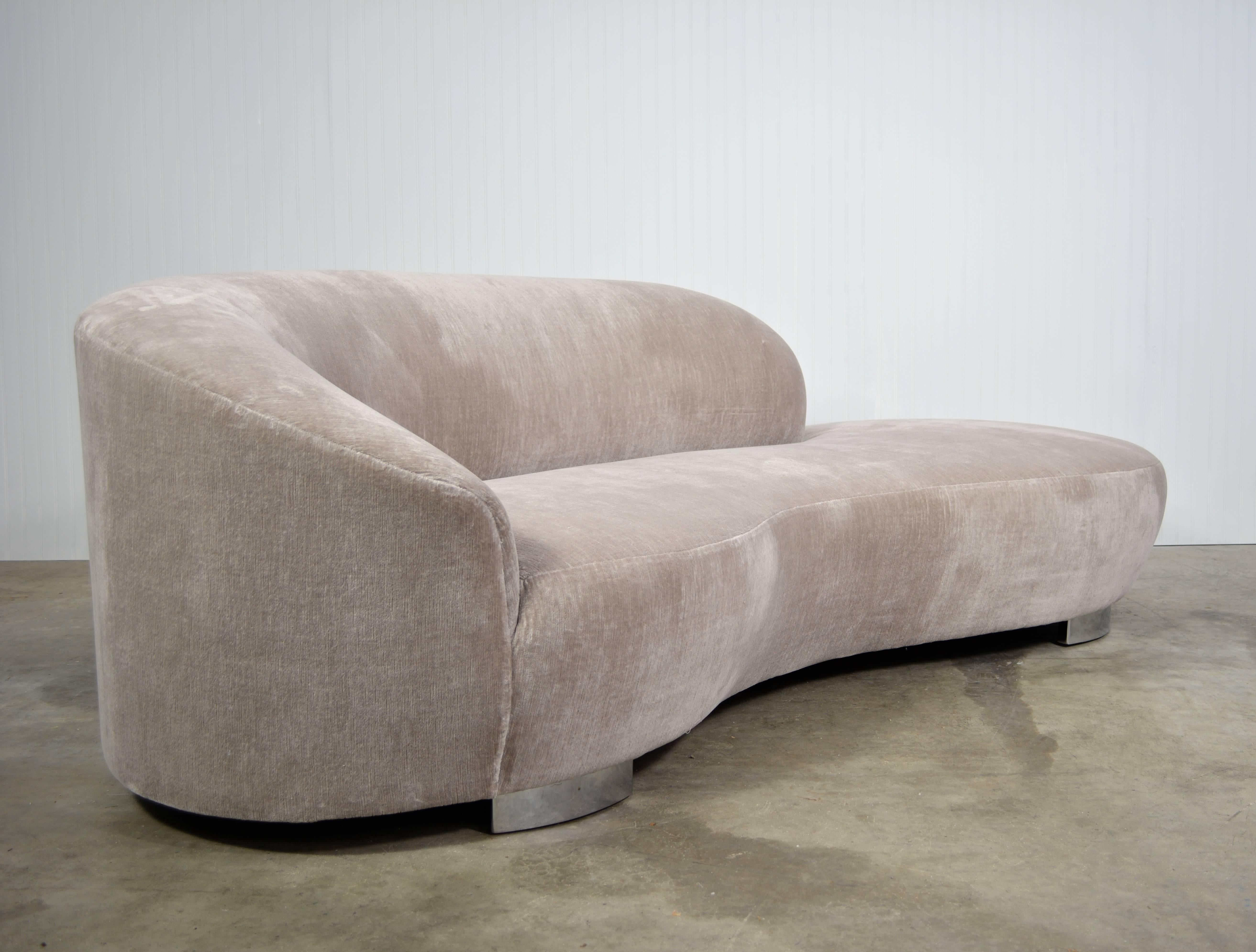 Vladimir Kagan sofa for Weiman. Newly restored. Chromed feet. Beautiful organic shape. Fabric swatches available upon request.