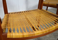 Hans Wegner Round Chairs in Teak and Cane