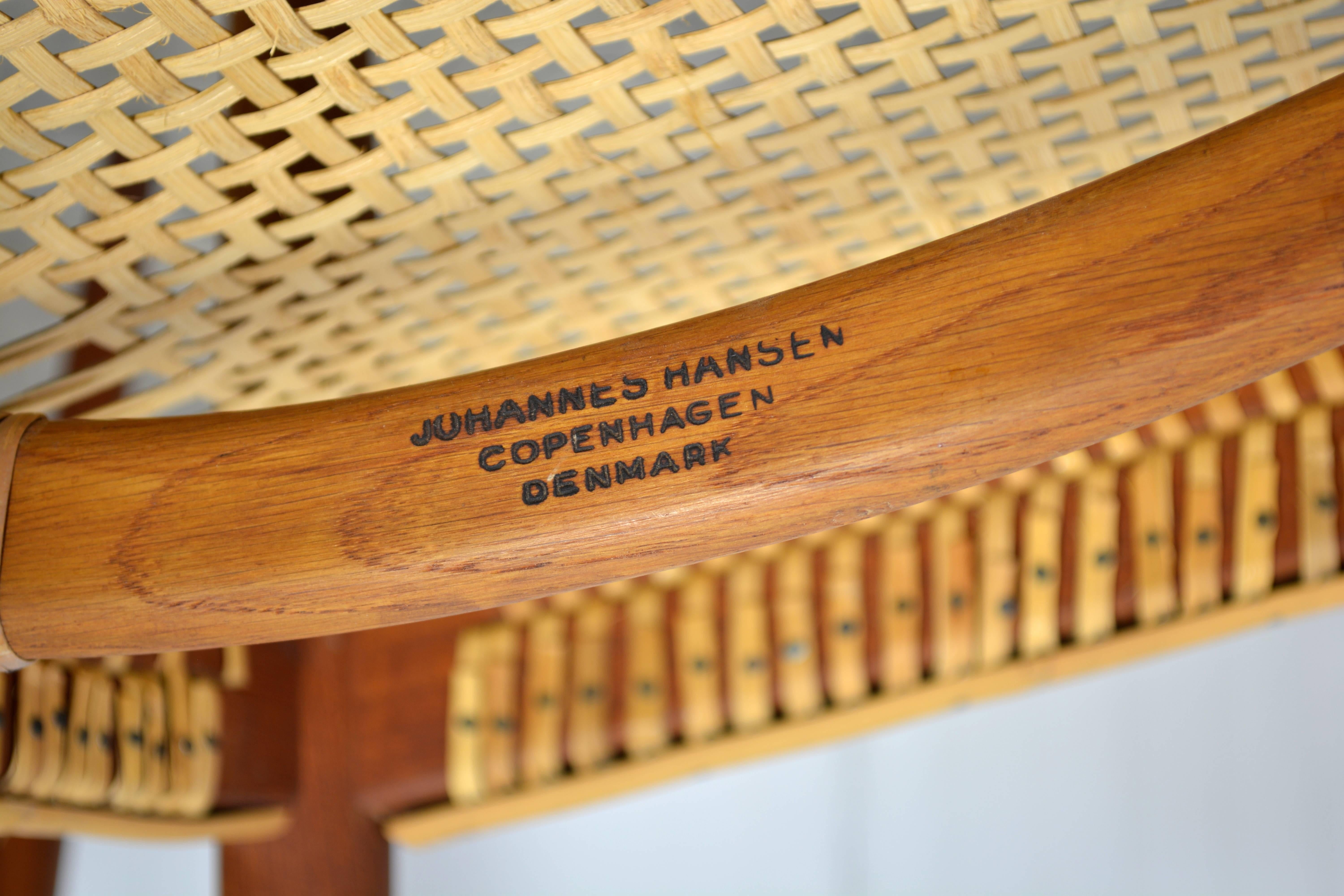 Danish Hans Wegner Round Chairs in Teak and Cane For Sale