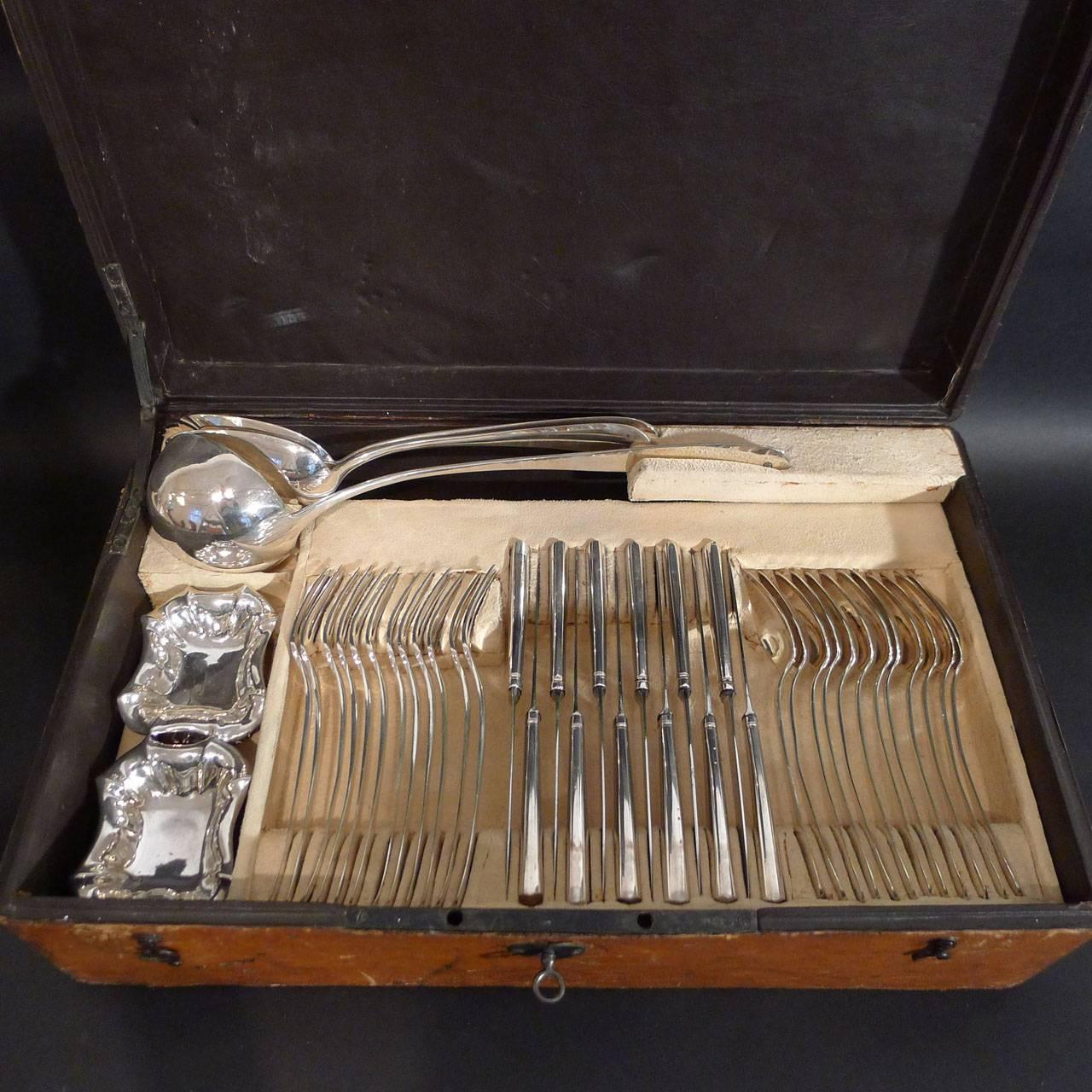 Mid-19th Century Biedermeier Silver Cutlery For Sale