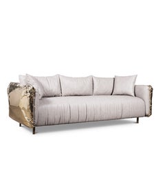 Imperfectio Sofa - Hand-Crafted Brass Wood & Upholstery - Boca do Lobo