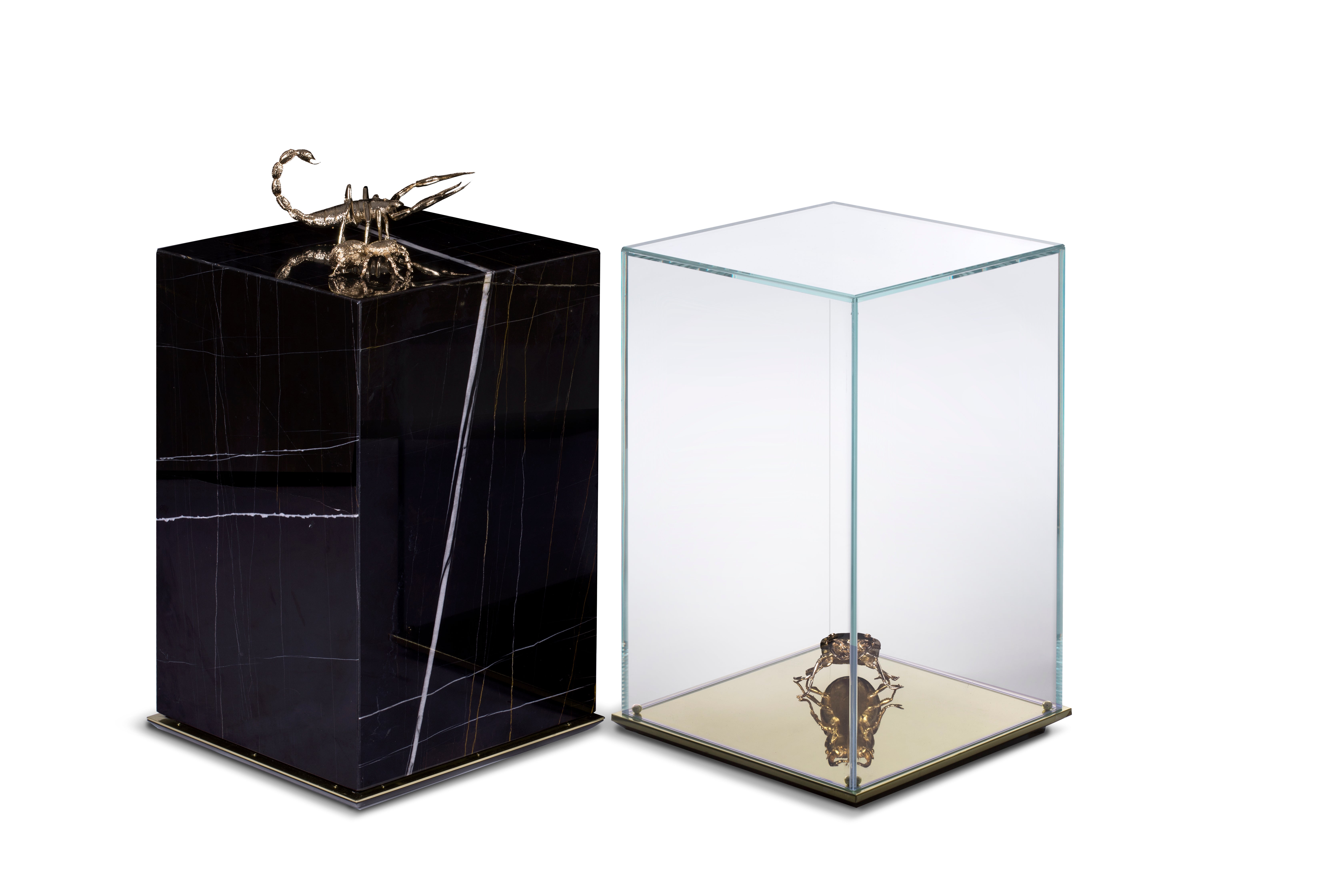 Tavolino Metamorphosis - Marmo, vetro e ottone lavorati a mano - Boca Do Lobo