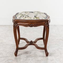 19th Century French Louis XV Style Vanity Stool or Bench in Walnut