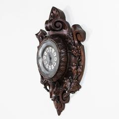 Deeply Carved 19th Century French Black Forest Clock with Wild Boar