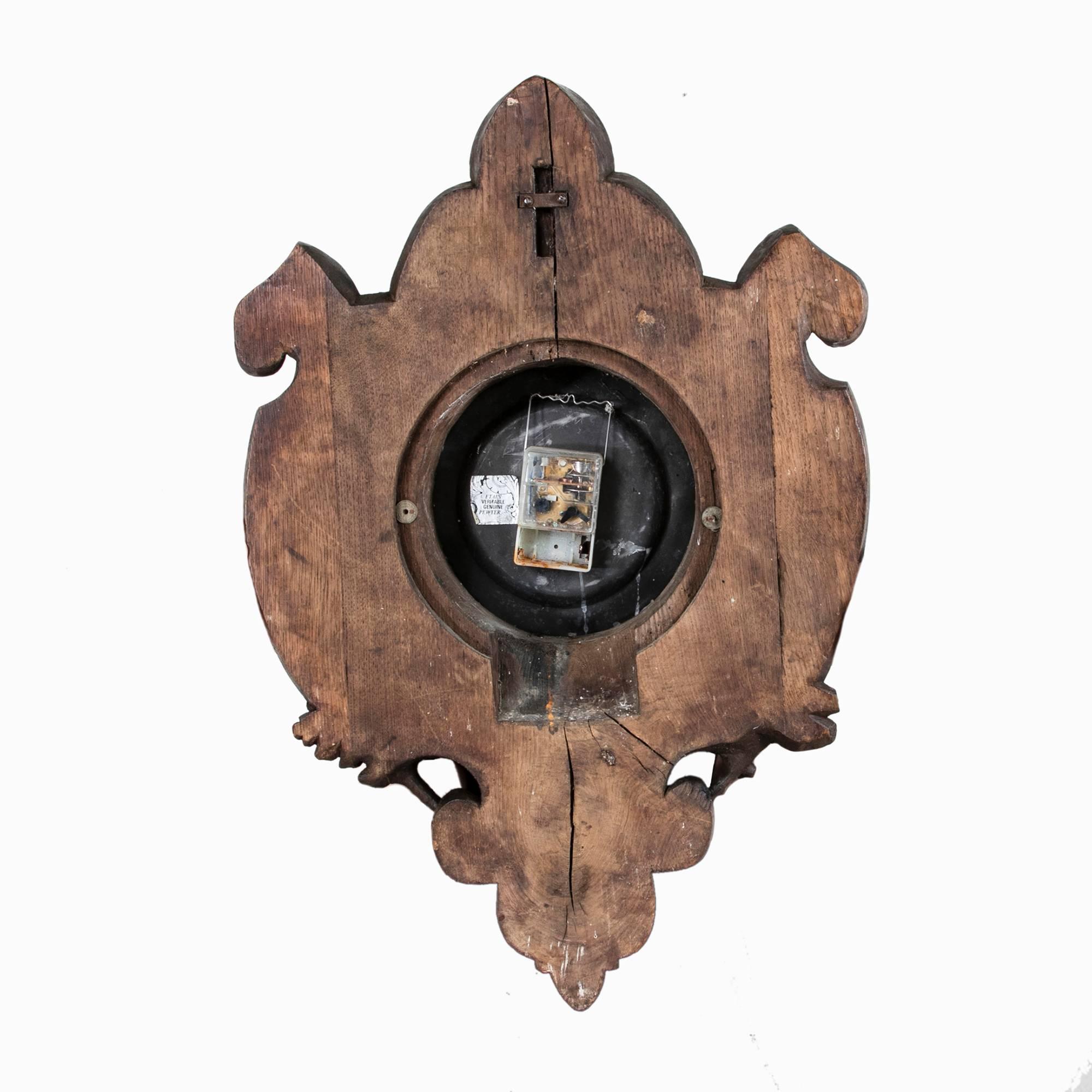 Deeply Carved 19th Century French Black Forest Clock with Wild Boar In Excellent Condition In Fayetteville, AR