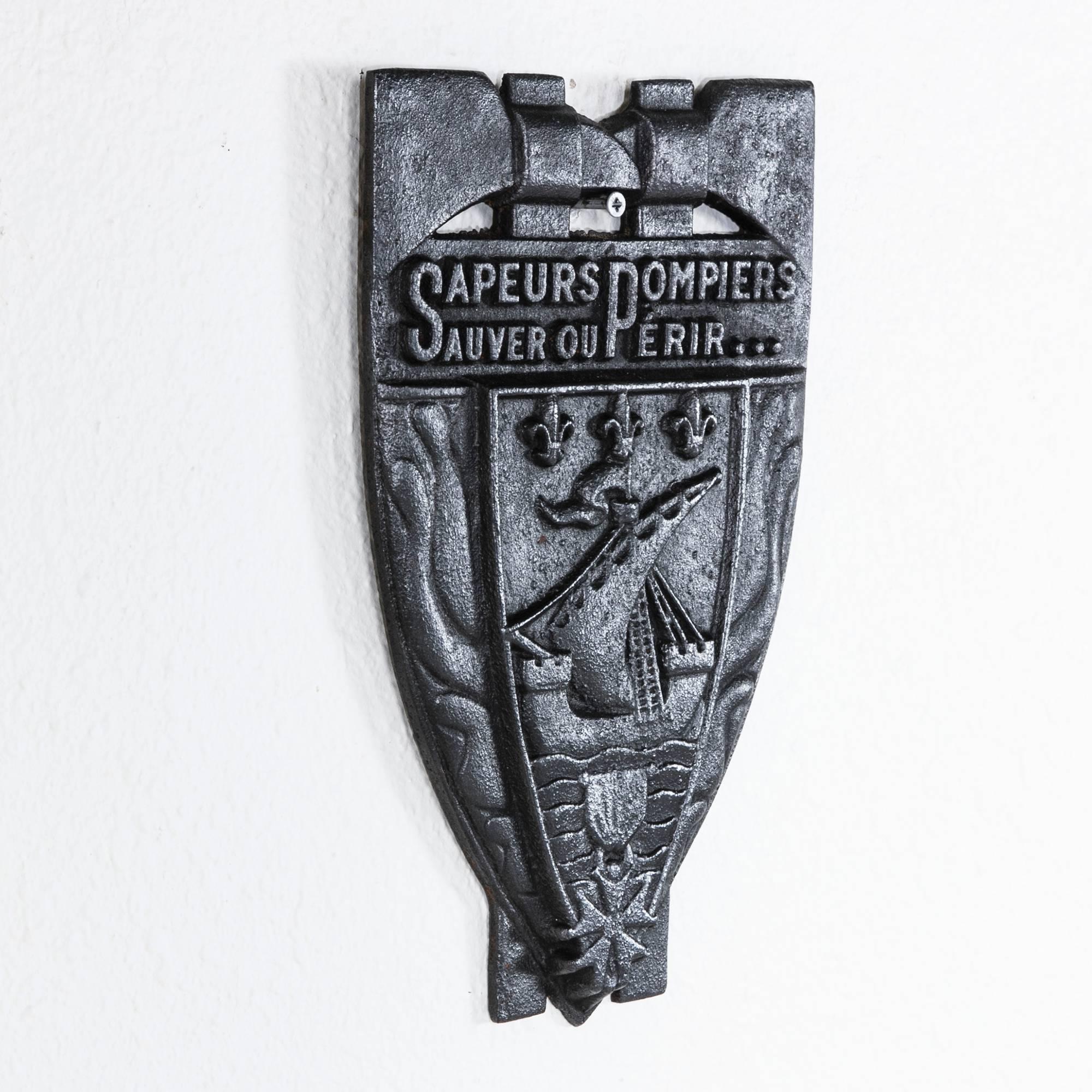 French Large Cast Iron Firemen's Plaque with the Seal of the City of Paris, circa 1900