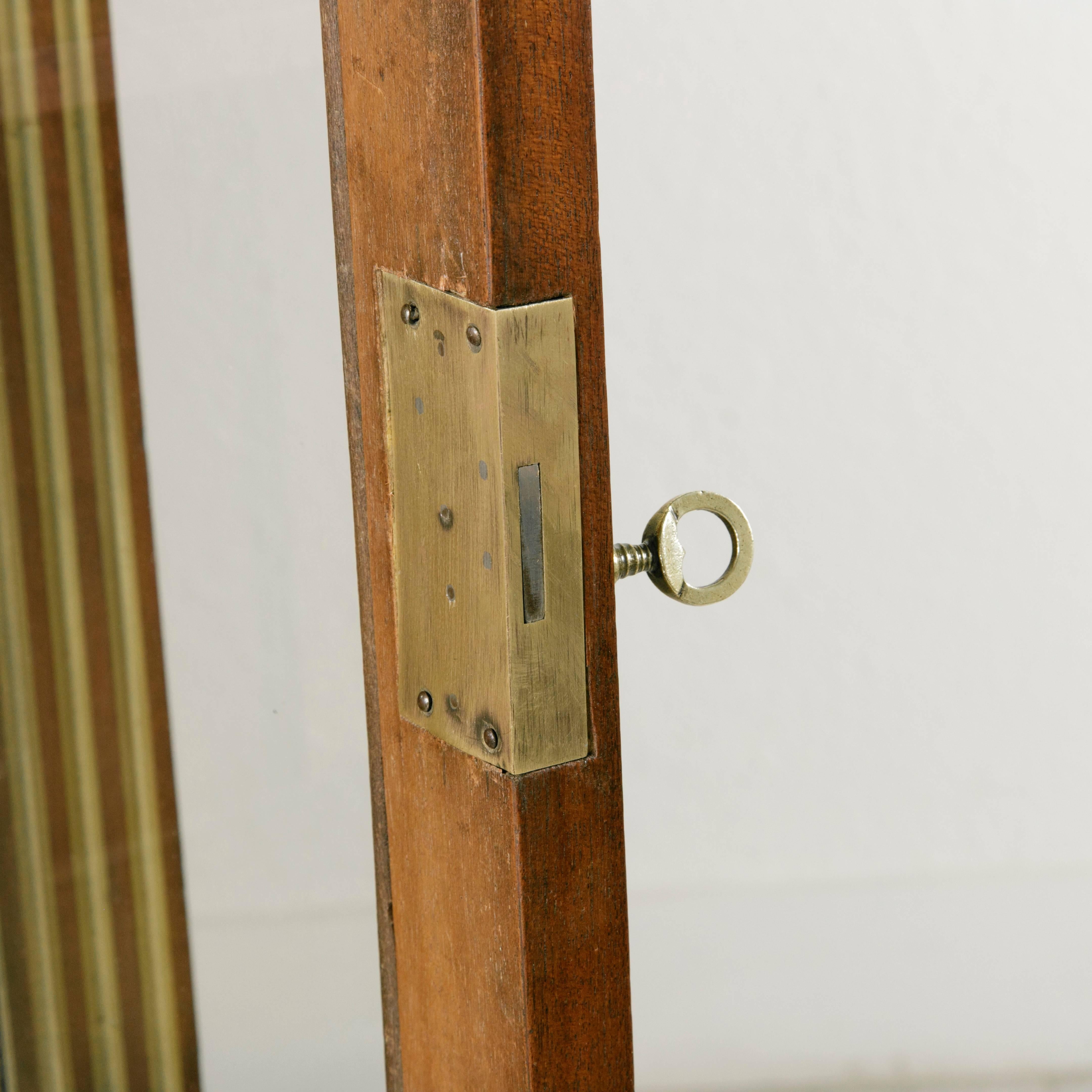 19th Century French Louis XVI Three-Door Bookcase Vitrine with Bronze Banding 1