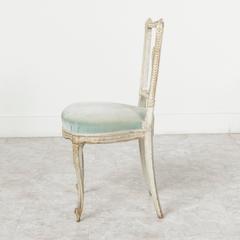 19th Century French Painted Hand-Carved Transitional Louis XVI Opera Chairs