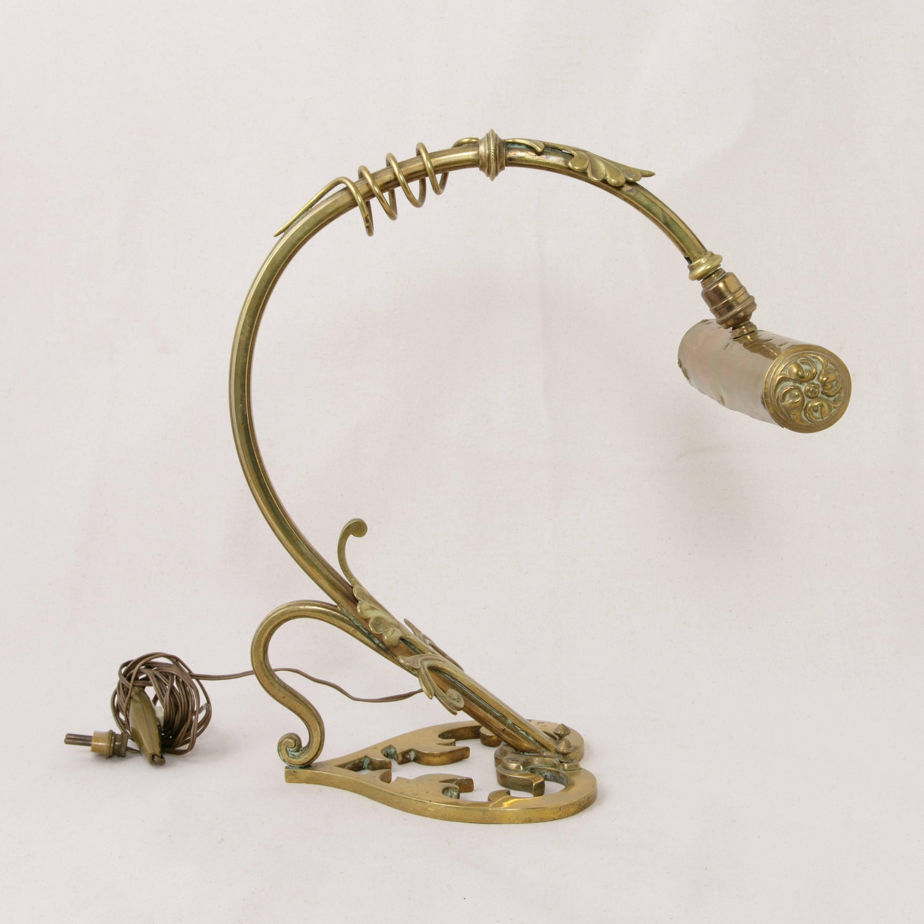 Antique French Art Nouveau Period Piano or Desk Lamp Wired to American Standards In Good Condition In Fayetteville, AR