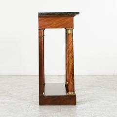 Period Empire Flamed Mahogany Console Table with Columns and Black Marble