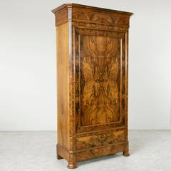 Period Louis Philippe Bonnetiere or Armoire of Bookmatched Burl Walnut