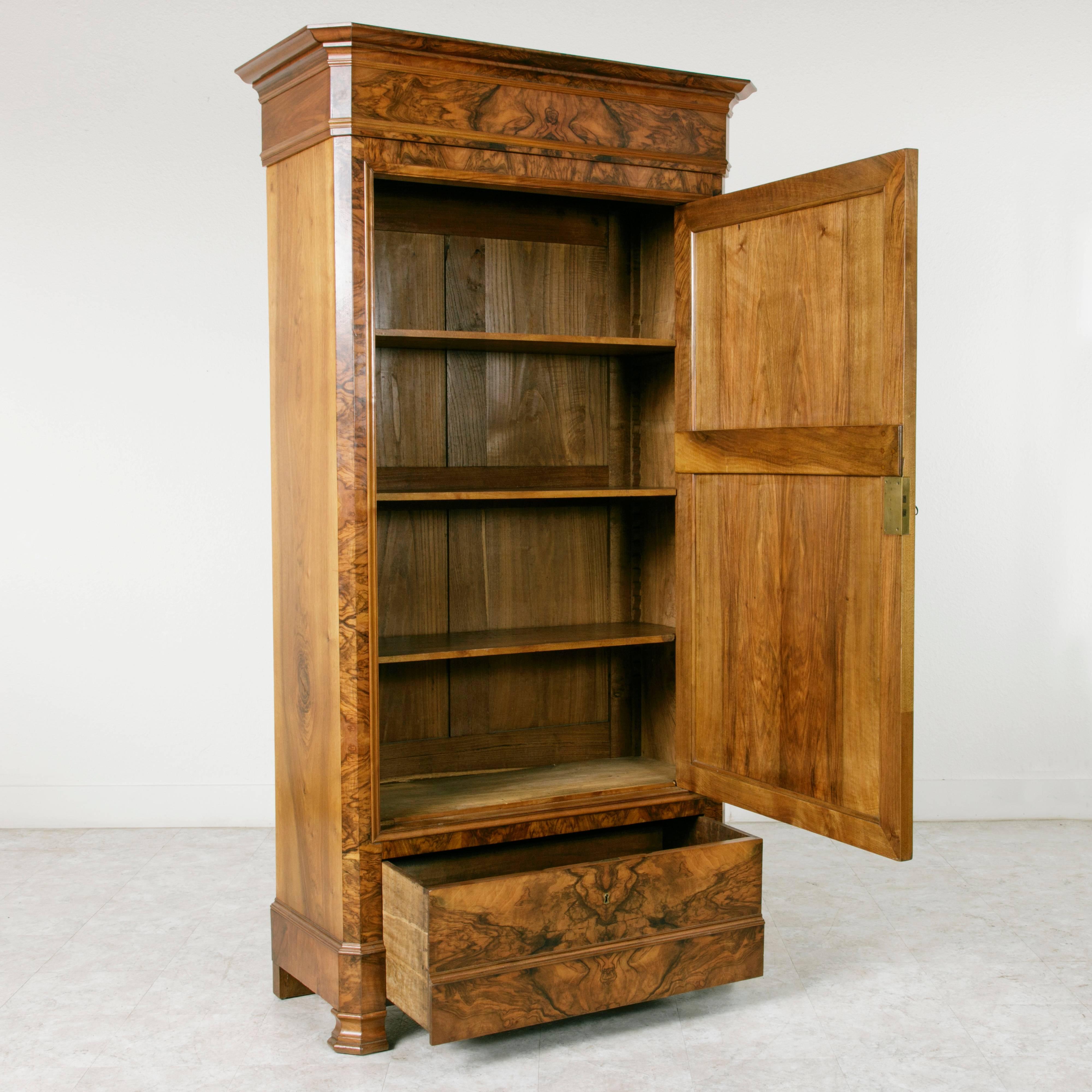 Period Louis Philippe Bonnetiere or Armoire of Bookmatched Burl Walnut 2