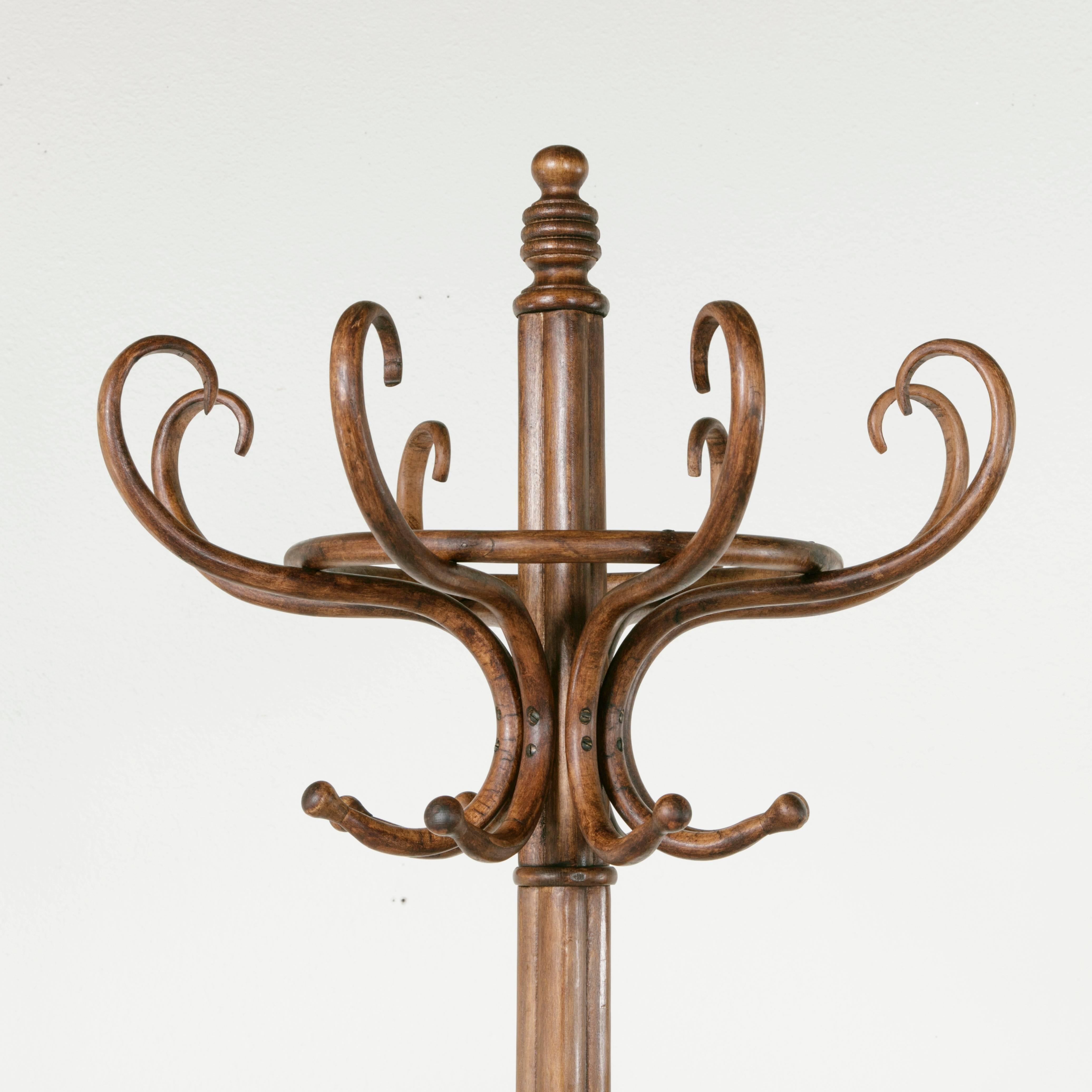 French Thonet Style Bentwood Coat Stand or Hall Tree Stamped Cafe De Paris circa 1932