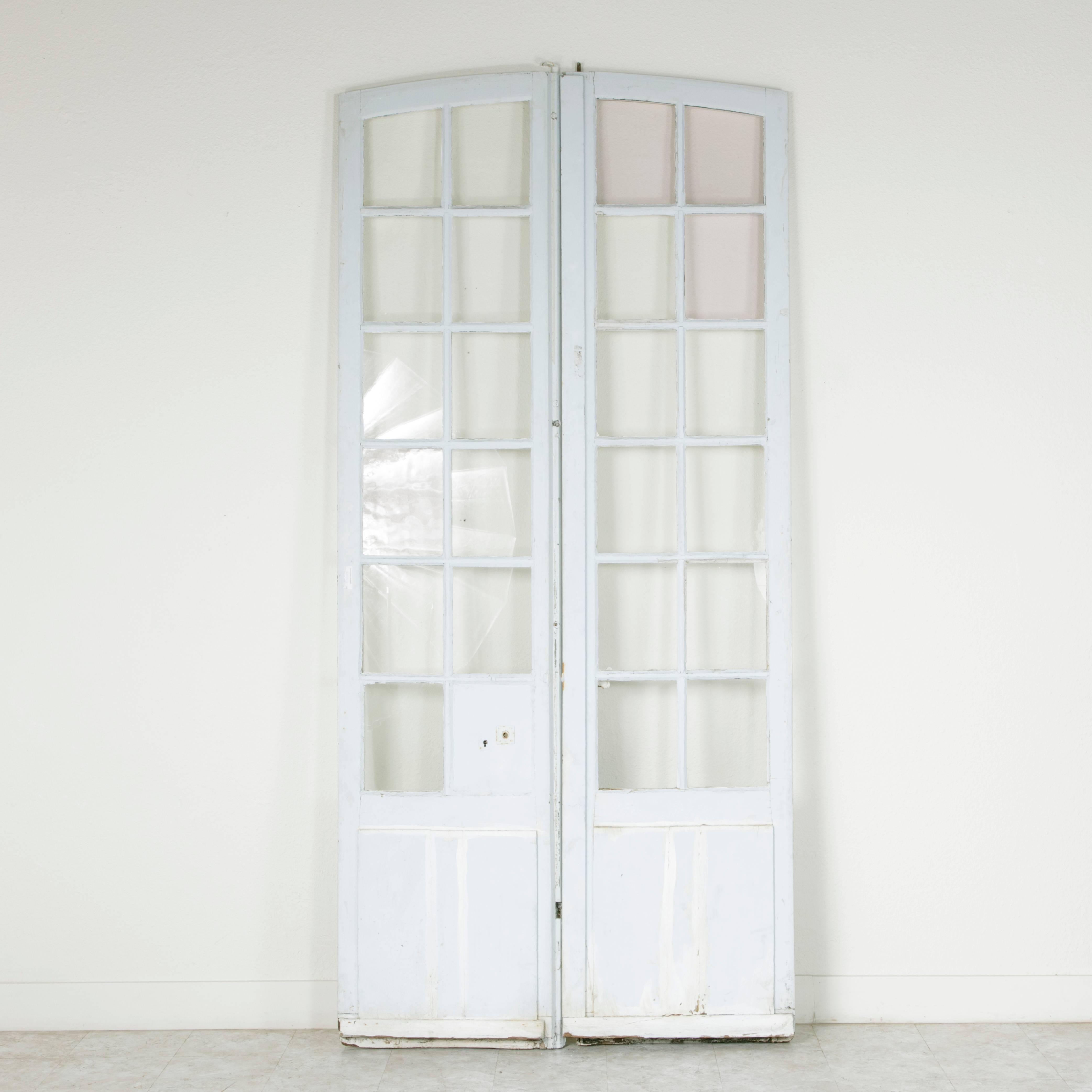 Monumental Pair of Arched 18th Century French Chateau Doors with Blown Glass 1