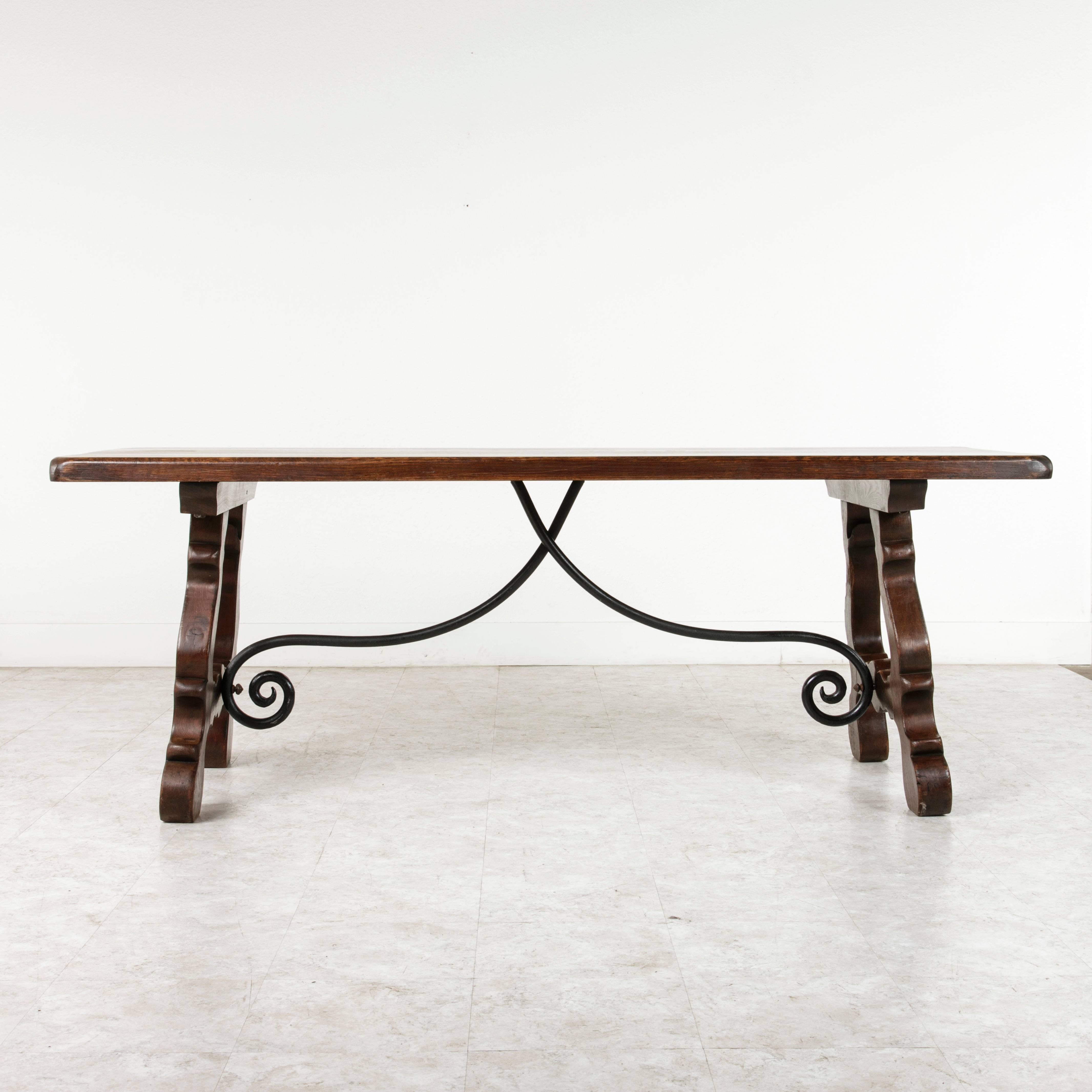 French Spanish Renaissance Style Dining Table, Sofa Table, Console Table, Oak and Iron